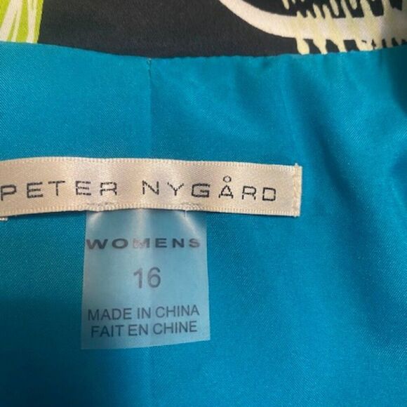 Peter Nygard Green/Black/Blue 3/4 sleeves open blazer, size 16 - Picture 4 of 5